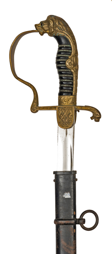 An early Third Reich Cavalry officer’s sword, plated blade 29¼” with oval Eickhorn mark, the brass