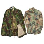 A US Airforce camouflage jacket, with insignia to chest pockets; and a NATO “Smock Combat” with pair