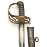 An early Vic officer’s 1827 pattern sword of The Rifle Brigade, curved, pipe backed blade 32½”,