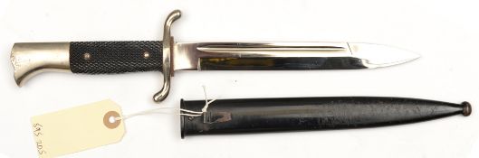 A Third Reich period Fire Dept dress bayonet, plated blade 7¾” with no maker’s mark, the plated hilt