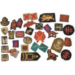 35 cloth and embroidered badges, including 20th Armoured, Home Counties District, 49th Div., 2nd