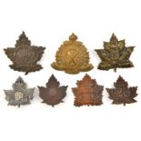 7 CEF infantry cap badges: 23rd, 24th, 25th, 26th, 27th (some wear), 28th (28A) and 29th (29A
