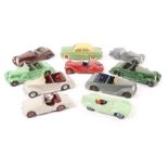 10 Dinky Toys. Triumph TR2, 2x Frazer Nash BMW, Jaguar D Type, 2x Armstrong Siddeley, 2x Lagonda,