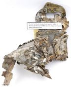 A mangled piece of the bomb carrier from Junkers Ju88C-4 Wrk Nr 0345 of 4/NJG2, showing traces of
