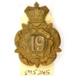 A similar glengarry of The 19th (1st York.N Riding) Regt, (451) copper lugs (one missing). GC Part I