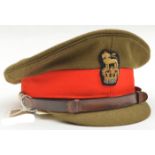A post 1953 Staff officer’s khaki service dress cap, with bullion royal crest badge. VGC
