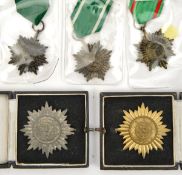 Third Reich Eastern Peoples bravery award, 1st class in gilt, 1st class in silver, both cased, 2nd