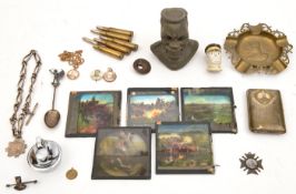 9 Boer War glass magic lantern slides, several souvenir items relating to General Buller,