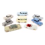 8 French Dinky Toys. 3x Peugeot – 2x 203 and a 403 U5 Break. Plus 2x Simca Aronde and a 8 Sport.