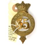 An OR’s 1874 pattern brass glengarry badge of The 35th (R. Sussex) Regt (482), brass lugs. GC Part I
