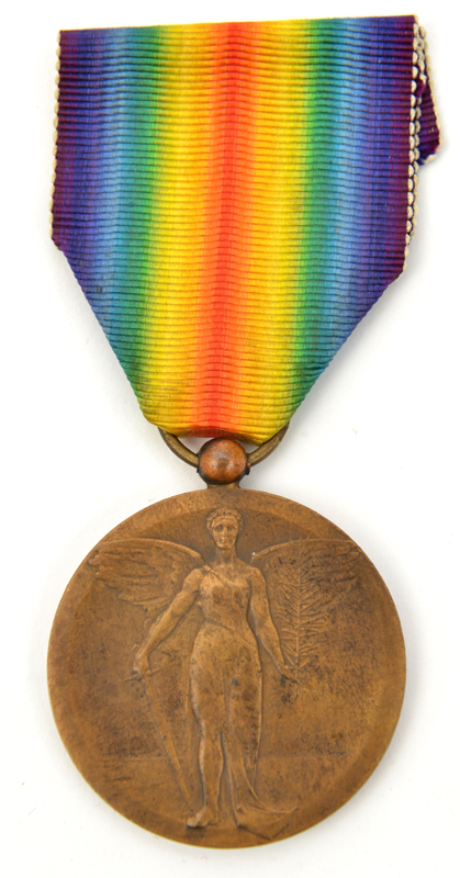 Inter Allied Victory Medal Romanian issue, with “Kristesko” by “Japonia” chain link. NVF