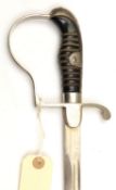 A WWI period German infantry sword, slender, plated curved fullered blade 33”, with Alcoso