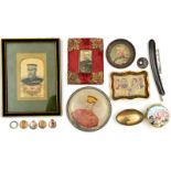 A small collection of souvenir items relating to General Buller, including head and shoulders silk