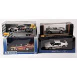 4 1:18 sports/racing cars. Autoart Lotus Esprit Turbo in white with red stripes. A Universal Hobbies