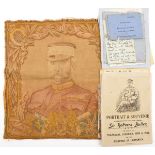 A tapestry of Sir Redvers Buller, 18” x 17”. The London Gazette March 12th 1901. A Souvenir card
