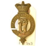 An OR’s 1874 pattern brass glengarry badge of The 17th (Leicestershire) Regt, lion and “17” to