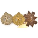 3 CEF infantry Scottish glengarry badges: bronzed 42nd (42A), 43rd small “43” (43B) and large “