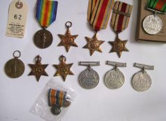 WWII medals: 1939-45 star, Africa star (2, one with 8th Army clasp), Italy star, F& G star,
