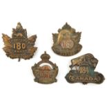 4 CEF infantry cap badges: 178th (178A), 180th (180A), 183rd (183A) and 184th. Near VGC Part I of