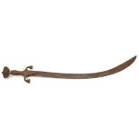An 18th century Indian sword, Pulouar, triple fullered blade 27”, the all steel hilt with typical