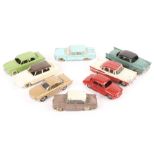 8 French Dinky Toys. Citroen DS19, Chevrolet Corvair, Peugeot 403, Renault Floride, Fiat 1200, Simca