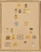 An interesting maker’s or military tailor’s sample board of personal cyphers of members of the Royal