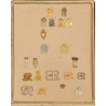 An interesting maker’s or military tailor’s sample board of personal cyphers of members of the Royal