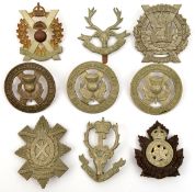 9 Canadian Scottish glengarry badges: Black Watch, NNS Highlanders 2 types, and do. Machine Gun,