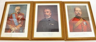 A set of 12 illustrations from “Celebrities of the Army”, framed and glazed, 370mm x 280mm VGC