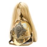 An 1871 pattern officer’s helmet of the Carabiniers, 6th Dragoon Guards, gilt skull, silvered