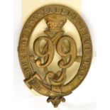 An OR’s 1874 pattern brass glengarry badge of The 99th (The D. of Edinburgh’s) Regt (575), brass