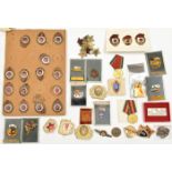 A large quantity of Soviet military badges, mostly screw back types. GC