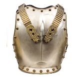 A Household Cavalry breast and backplate, brass studded nickel plated, leather and cloth lined,