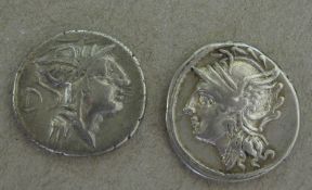 Roman coins: C Coelius Caldus Denarius c 100-97BC, obv head of Roma left, reverse Victory in biga