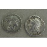 Roman coins: C Coelius Caldus Denarius c 100-97BC, obv head of Roma left, reverse Victory in biga