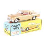 A Corgi Toys Studebaker ‘Golden Hawk’ (211S). An example in vacuum plated gold with red interior.