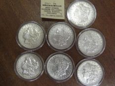 U.S.A. AR Dollars (7): 1882, 1882 O, 1884, 1889, 1890, 1891, 1898. VF & GVF