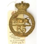 An OR’s 1874 pattern brass glengarry badge of The 65th (2nd Yorkshire North Riding) Regt (527),