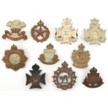 10 pre 1950 Canadian cap/glengarry badges: Ontario Regt, Midland Regt, Dufferin & Haldlimand