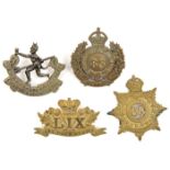 4 Militia cap badges: brass Vic 59th Stormont & Glengarry, brass KC 68th King’s County (lugs