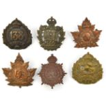 6 CEF infantry cap badges: 133rd, 136th (136A), 138th (138A), 139th, 140th and 141st. GC to VGC Part