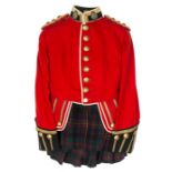 A post 1902 Captain’s full dress scarlet doublet of The Queen’s Own Cameron Highlanders, blue