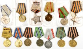 12 WWII Soviet Russian medals, Liberation and Service medals, GC