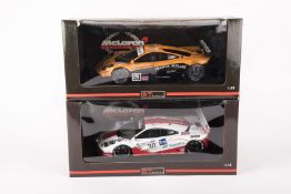 2 UT Models 1:18 scale ‘McLaren Collection’ F1 GTR Le Mans racing cars. RN53 in orange and black