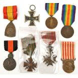 WWI Medals: Belgium: Yser medal, War Medal 1914-18, Croix de Guerre 1914-18; France: commemorative