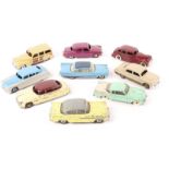 9 Dinky American Cars. 2x Hudson Sedans, Hudson Hornet, Desoto Fireflite, Studebaker Golden Hawk,