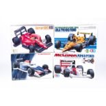 10 unmade racing car kits. 5x Tamiya – 1:20 – Lotus Honda 99T, McLaren MP4/8 Ford, Lola T93/00 Ford,