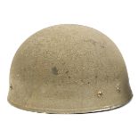 A very scarce WWII Airborne Troops helmet, leathering marked “BMB 1943”, complete with its rarely