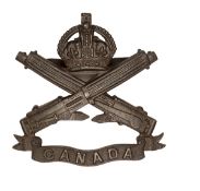 A CEF Machine Gun Corps officer’s bronze cap badge (45-1-7), 4 blades fastening. VGC Plate 5 Part