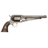 A 6 shot .44” Remington New Model Army percussion revolver, number 97449, with dark walnut grips,